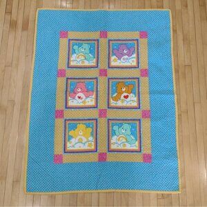 Handmade Care Bears Baby Crib Quilt Lap Blanket Wall Hanger Multi Color 43 X 32